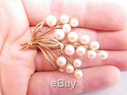 Antique Asian Japanese Export 14k Solid Yellow Gold Pearl Pin Brooch