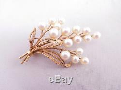 Antique Asian Japanese Export 14k Solid Yellow Gold Pearl Pin Brooch