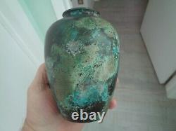 Antique Bronze Or Brass Vase Fine Old Patina Unique Metalware Japanese Chinese