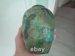 Antique Bronze Or Brass Vase Fine Old Patina Unique Metalware Japanese Chinese