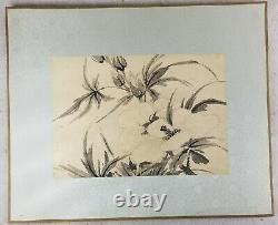 Antique Chinese or Japanese Fine Watercolor Painting Flowers Signed Paper