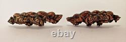 Antique Dragons Cufflinks Sterling and Bronze Japanese Menuki Shakudo