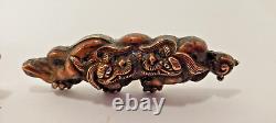 Antique Dragons Cufflinks Sterling and Bronze Japanese Menuki Shakudo