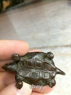 Antique Edo Period Fine Japanese Bronze Turtle Figure/Okimono (Netsuke) SIGNED