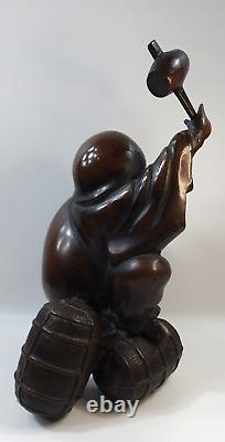 Antique FINE Metal Casting Japanese Statue/Sculpture Daikokuten Seven Lucky Gods