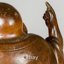 Antique Fine Bizen Ware Hotei Statue Meiji Era, Seal, Japanese Buddha Figurine