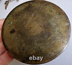 Antique Fine Cast Japanese Edo Bronze Kagami Mirror Tortoise Crane