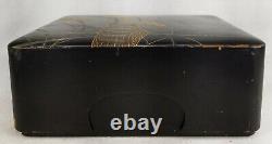 Antique Fine Japanese Black Lacquer Document Box As Is