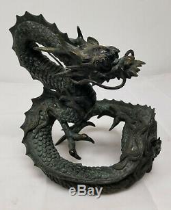 Antique Fine Japanese Chinese Bronze Dragon Sculpture Figure Statue Meiji