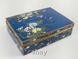 Antique Fine Japanese Cloisonne Cigarette Trinket Box Floral Gilt Bronze