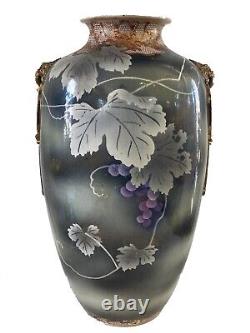 Antique Fine Satsuma Vase Meiji Period 18.25 H