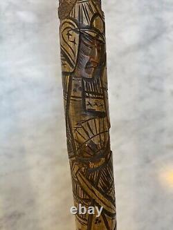 Antique Finely Carved Japanese Bamboo Dual Samurai Walking Stick / Cane