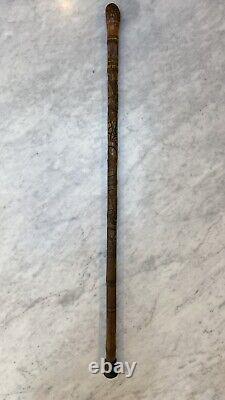 Antique Finely Carved Japanese Bamboo Dual Samurai Walking Stick / Cane