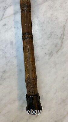 Antique Finely Carved Japanese Bamboo Dual Samurai Walking Stick / Cane