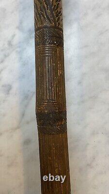 Antique Finely Carved Japanese Bamboo Dual Samurai Walking Stick / Cane