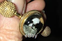 Antique Gold Essex crystal, japanese Chin/King Charles Spaniel Dog Brooch Pin