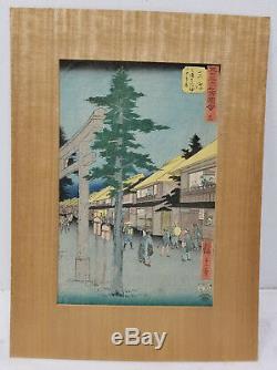 Antique Hiroshige Japanese Woodblock Print Shiba Miyanoshita Fine Laid Down