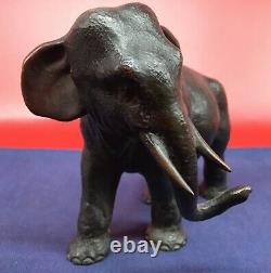 Antique JAPANESE Bronze Elephant SIGNED sculpture statue Japan Meiji fine art