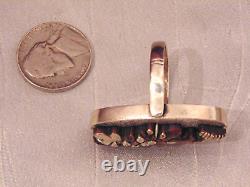 Antique JAPANESE Shakudo Floral Sterling Silver Gold Huge Cocktail RING 8 1/2