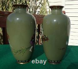 Antique Japanese Cloisonné Vases Early Meiji Period. A Fine Pair. 10 Tall Each