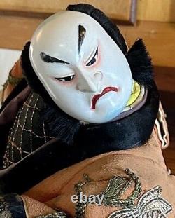 Antique Japanese Edo Period Gofun Huge 18 Doll On Stand WithFine Costume