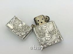 Antique Japanese Fine 950 Sterling Silver Cigarette Case Holder & Lighter Lot