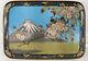 Antique Japanese Fine Cloisonne Enamel Tray Mt Fuji Bird Flowers As Is