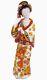 Antique Japanese Fine Porcelain Geisha with Parasol, Real Gold Trim, 17.5 Tall