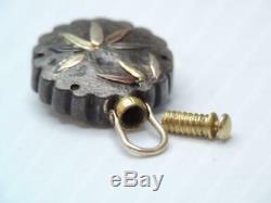 Antique Japanese Gold Copper Mixed Metal Bamboo Perfume Bottle Charm Pendant