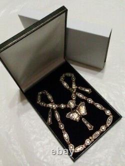 Antique Japanese KOMAI SHAKUDO Damascene BUTTERFLY 19 Necklace in Gift Box