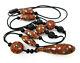 Antique Japanese Lacquer Abalone Inlay Ojime Bead Necklace, Meiji Taisho Era