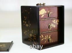 Antique Japanese Lacquer Jewelry Cabinet Box Very Fine Meiji Period