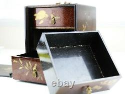 Antique Japanese Lacquer Jewelry Cabinet Box Very Fine Meiji Period