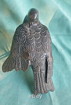 Antique Japanese Meiji Bronze Doves PAIR Fine Vintage Japan Metalwork Old Asian