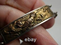 Antique Japanese Menuki Shakudo BIRD & ANIMAL Sterling Meiji Era Linked Bracelet