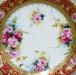 Antique Japanese Nippon Noritake Plate Hand Painted Flowers Fine Gilded
