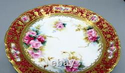 Antique Japanese Nippon Noritake Plate Hand Painted Flowers Fine Gilded