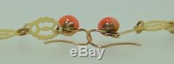 Antique Japanese SHIBAYAMA Ladybug Ladybird Coral & 9K earrings
