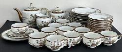 Antique Japanese, Satsuma , Fine Porcelain Complete Tea Set For 12, Signed