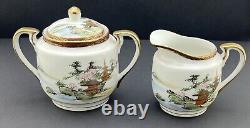 Antique Japanese, Satsuma , Fine Porcelain Complete Tea Set For 12, Signed