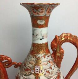 Antique Japanese Satsuma Kutani Large Teapot Dragon Hand Painted Fine Detail