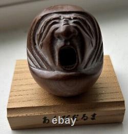 Antique Japanese Wood Daruma Fine Quality Detailed BUDDHISM