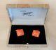 Antique Japanese coral cufflinks in new condition 17mm x 20mm in original box