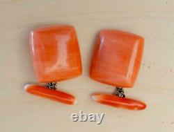 Antique Japanese coral cufflinks in new condition 17mm x 20mm in original box