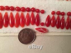Antique Japanese unset oxblood cabochons teardrops Japanese AKA Red Coral 1900s