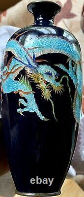 Antique Meiji Era Extremely Fine Adachi Kinjiro Dragon Japanese Cloisonné Vase