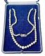 Antique Mikimoto Graduating Japanese Akoya Pearl Necklace Sterling Clasp in Box