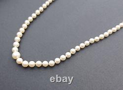 Antique Mikimoto Graduating Japanese Akoya Pearl Necklace Sterling Clasp in Box