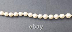 Antique Mikimoto Graduating Japanese Akoya Pearl Necklace Sterling Clasp in Box