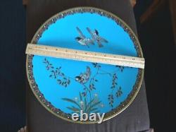 Antique Oriental Asian Japanese fine Cloisonne 12 CHARGER PLATE birds in flight